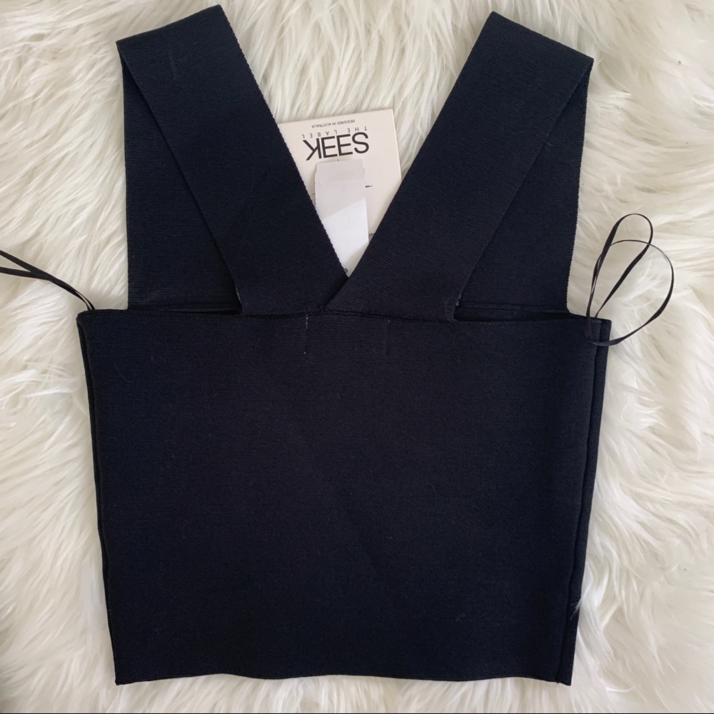 NWT Black Thick Straps Crop Top Tank - Picture 5 of 5